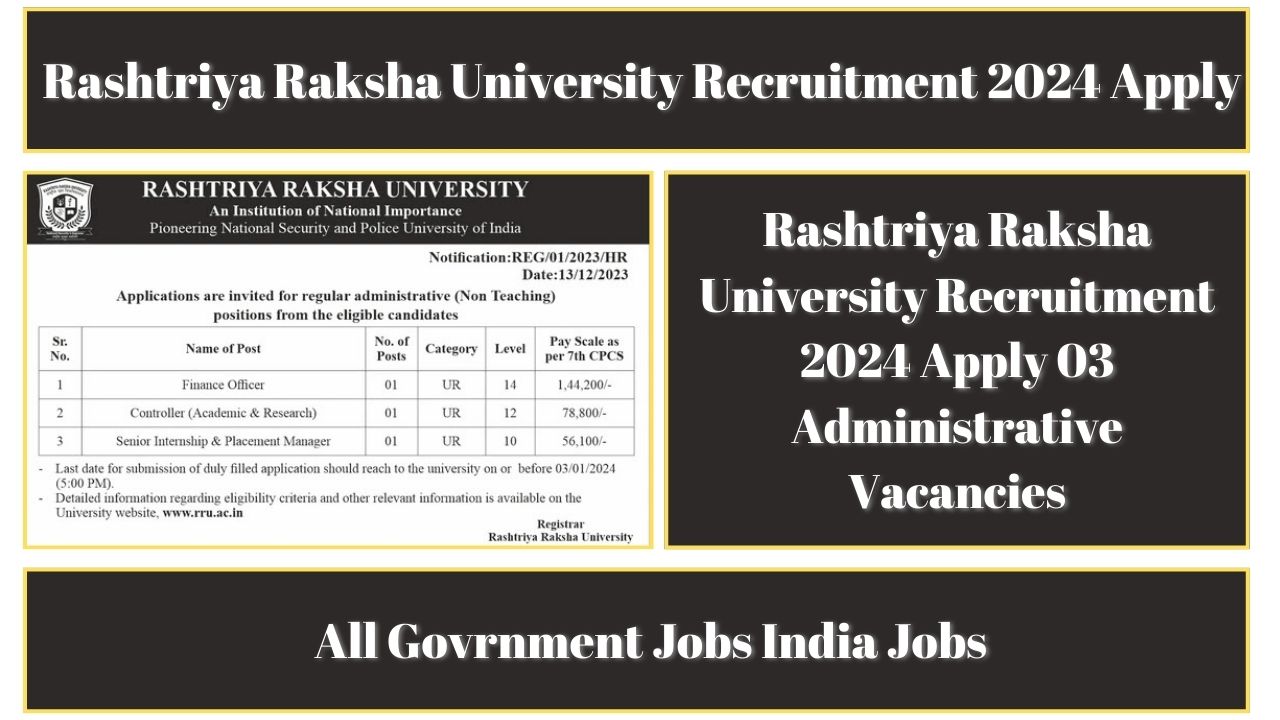 Rashtriya Raksha University Recruitment 2024 Apply All Govrnment Jobs India Jobs Gujarat Jobs